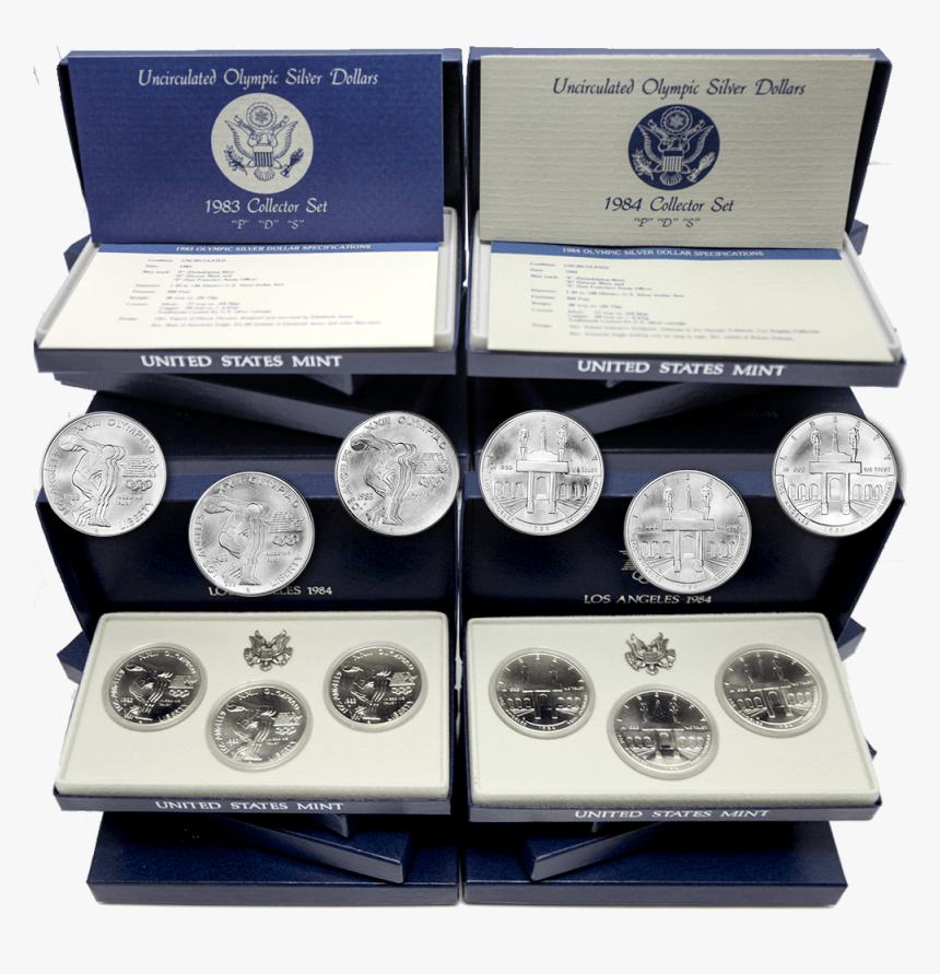 1983 & 1984 P D S Uncirculated Olympic Silver Dollar - Silver, HD Png Download