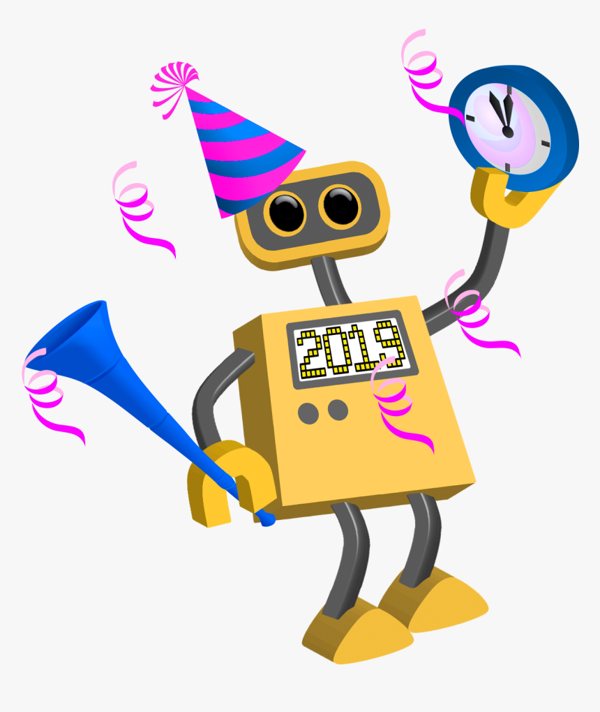 2019 Happy New Year Robots, Celebare, Greetings - Happy New Year Cartoon 2019, HD Png Download