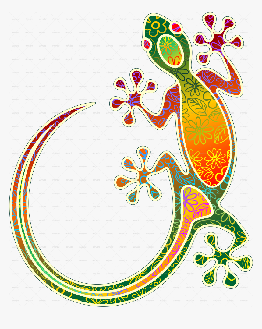 Gecko Floral Tribal Art - South East Asia Batik Designs, HD Png Download