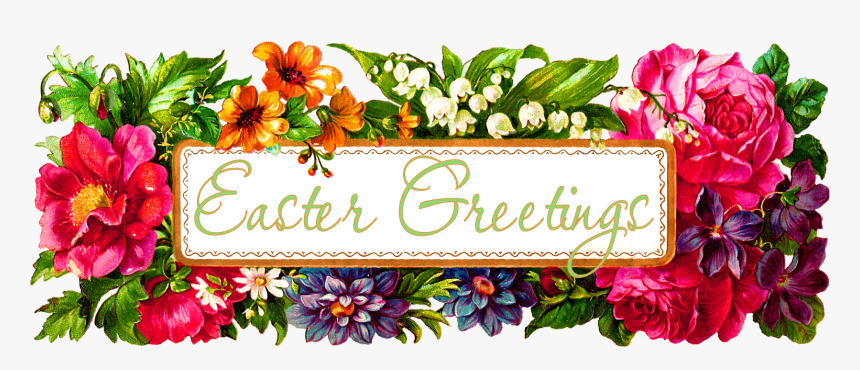 Easter Greeting Digital Wildflowers - Rectangle Floral Frame Png, Transparent Png