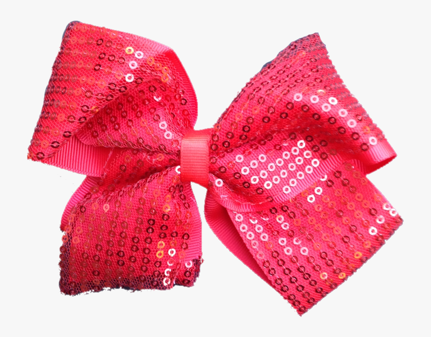 Large Sequin Tulle Hair Bow - Transparent Red Hair Bow Png, Png Download