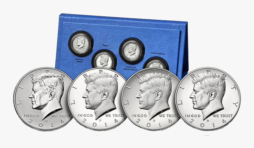 Transparent Half Dollar Png - 50th Anniversary Kennedy Half Dollar Silver Set, Png Download