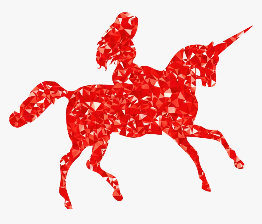 Ruby Woman Riding Unicorn Clip Arts - Girl Riding Unicorn Silhouette, HD Png Download
