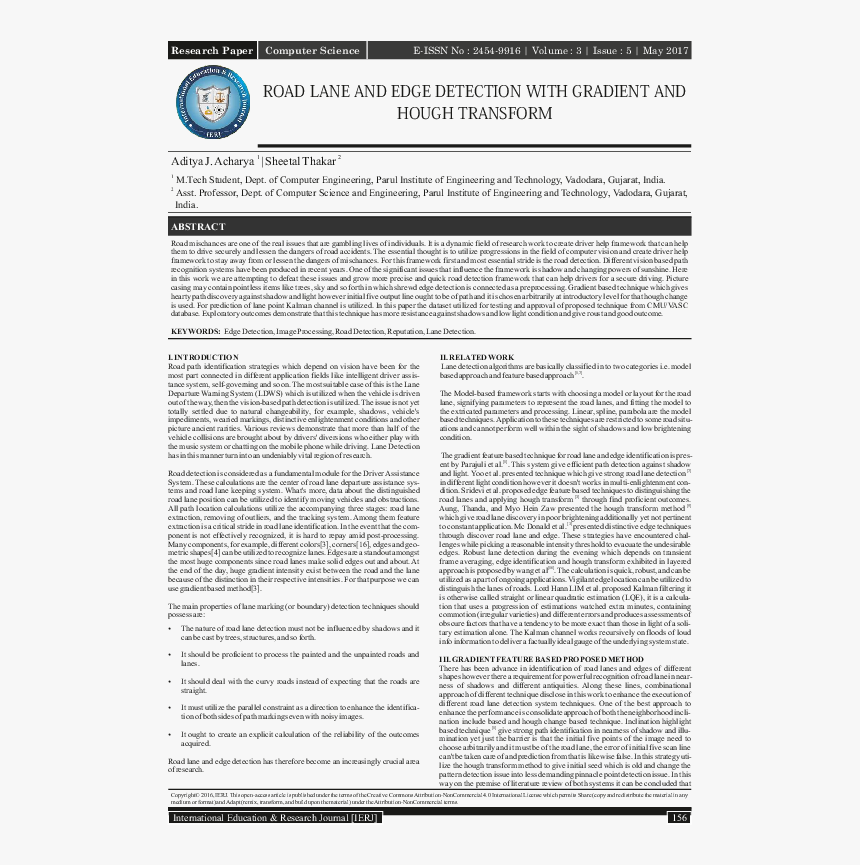 Road Lane And Edge Detection With Gradient And Hough - Article On Deteriorating Values, HD Png Download