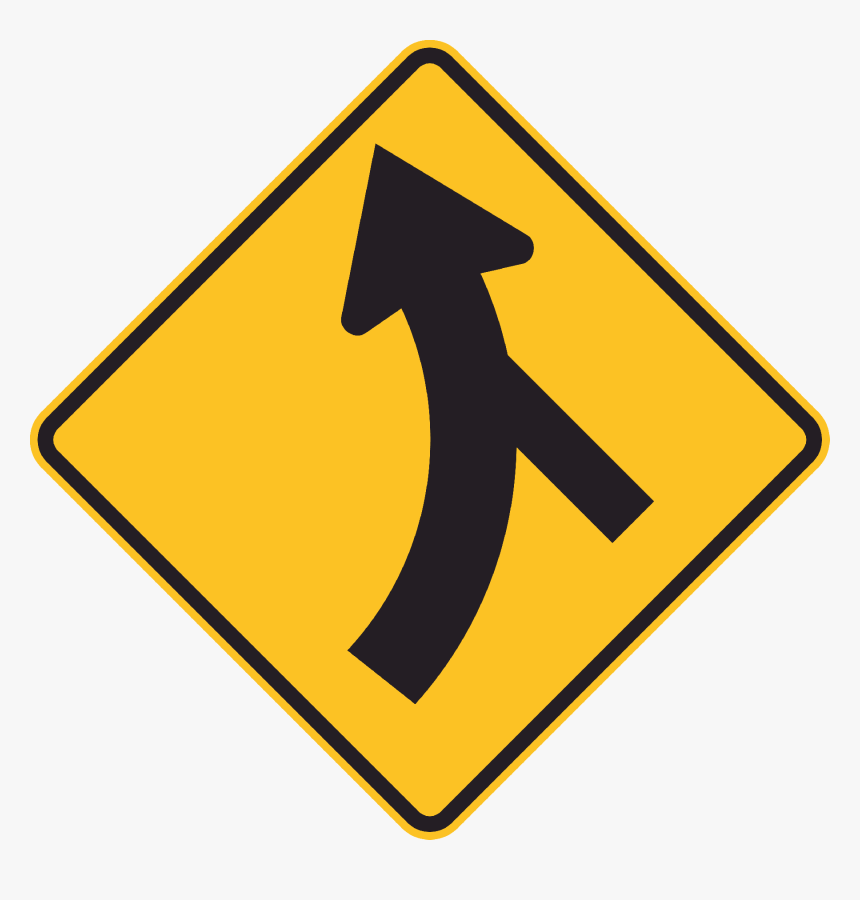 Mr Wdi 8l Curved Major Road Ahead Skewed Minor Side - Curve Road Sign Png, Transparent Png