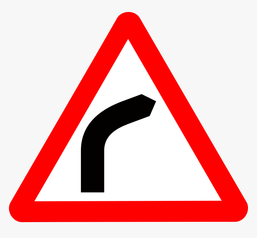 Transparent Curved Road Png - Bend To Right Road Sign, Png Download