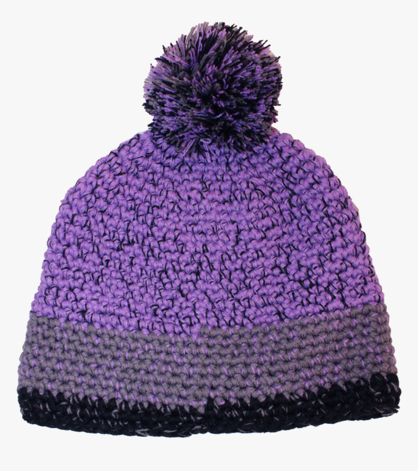 Pom Pom Knit Hat In Purple - Knit Cap, HD Png Download