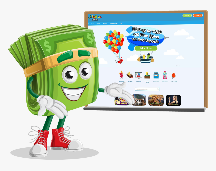 Jellybean Casino - Presenting Board Cartoon Dollar, HD Png Download