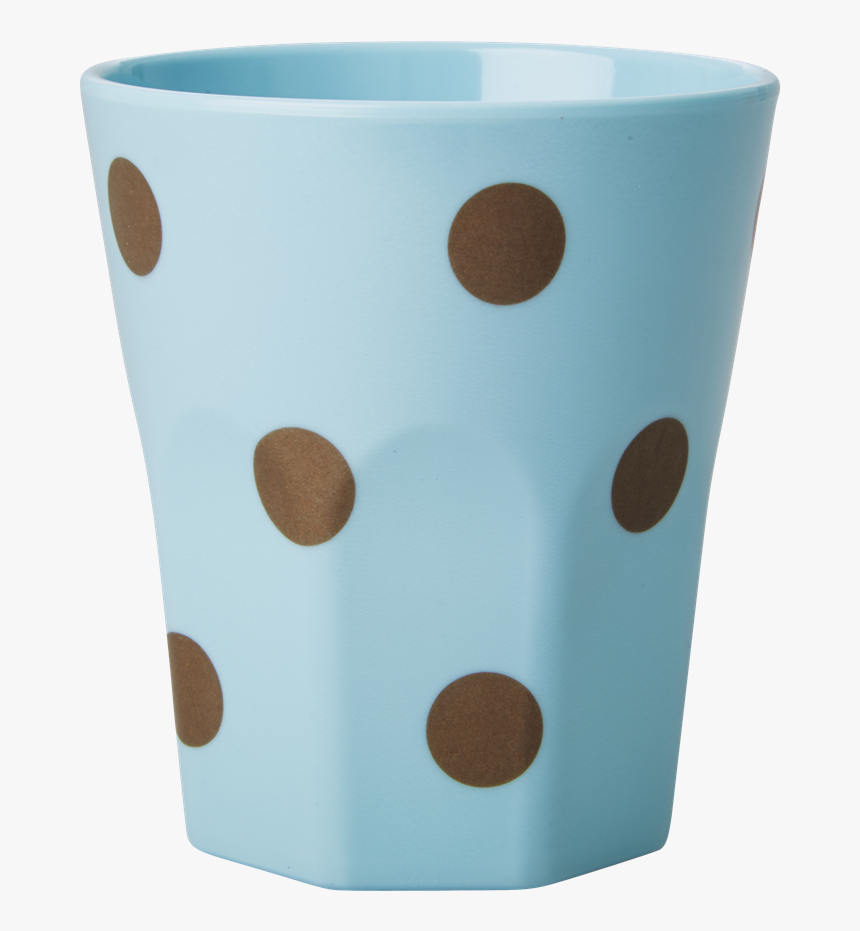 Large Blue Melamine Cup With Gold Polka Dots - Polka Dot, HD Png Download