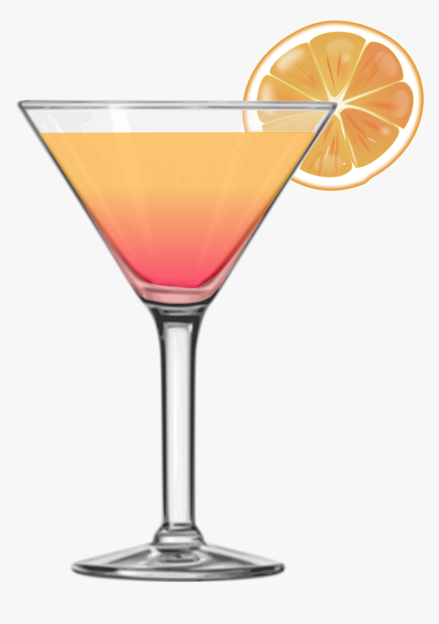 Tequila Sunrise Cocktail Big - Clip Art Cocktail Glass, HD Png Download