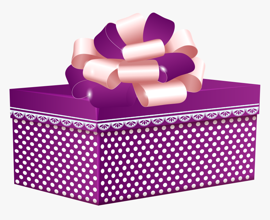 Purple Dotted Gift Box Png Clipart - Purple Gift Box Clipart Png, Transparent Png