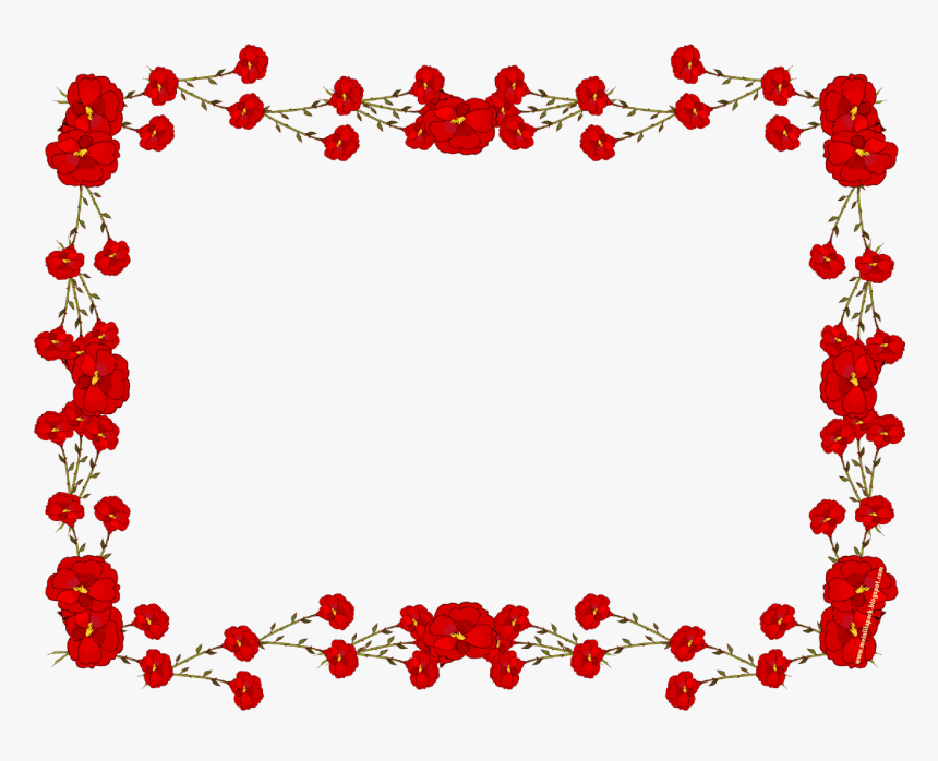 Red Roses Border Png - Red Floral Border Design, Transparent Png