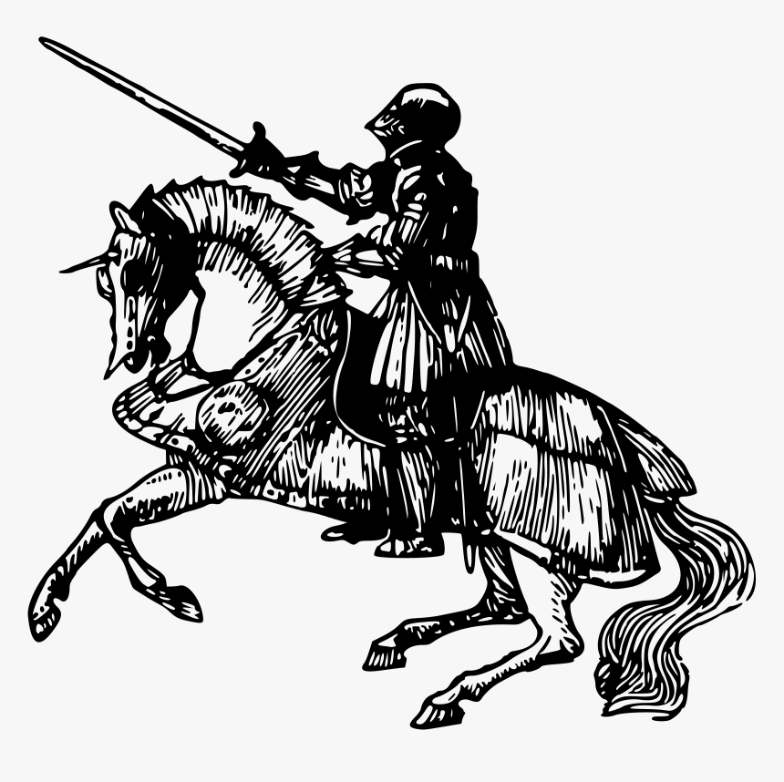 Knight Clipart Public Domain - Knight On Horse Drawing, HD Png Download