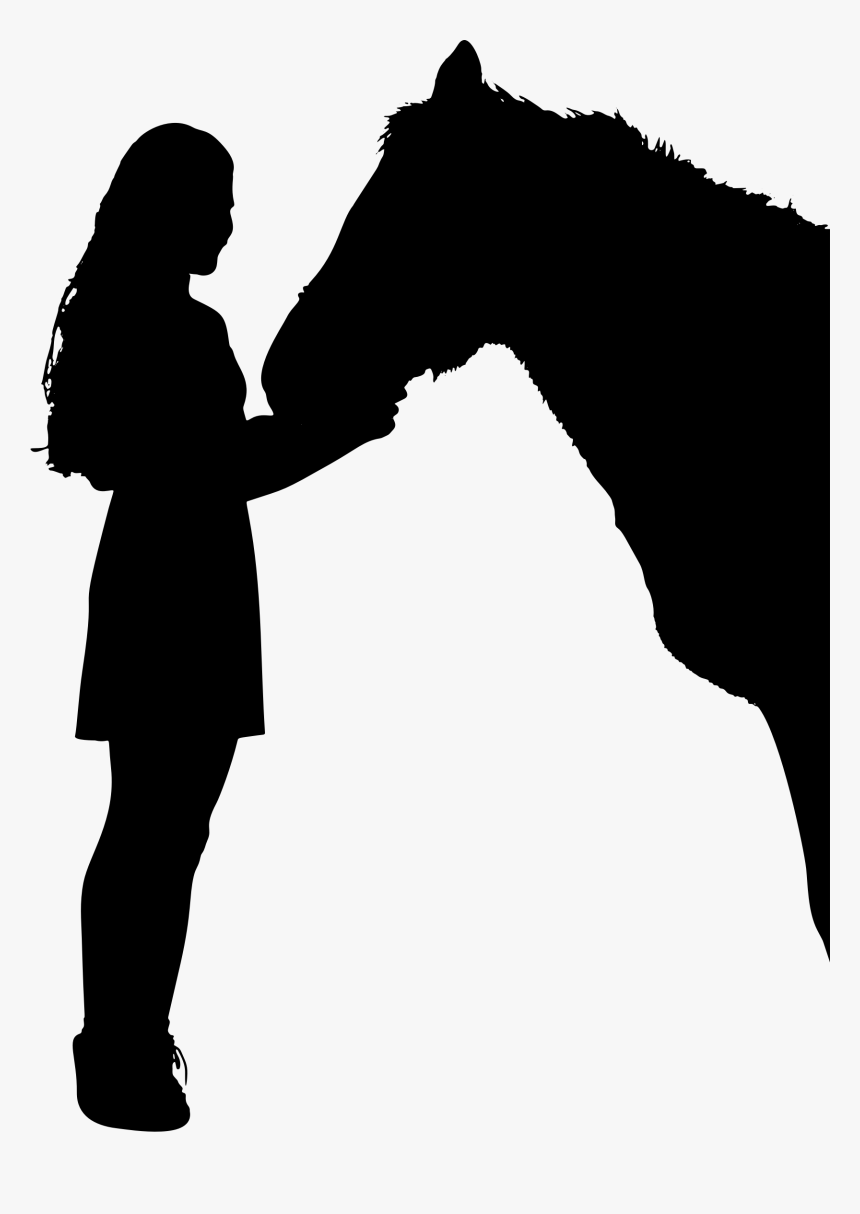 Horse Clipart With Girl - Horse And Person Silhouette, HD Png Download