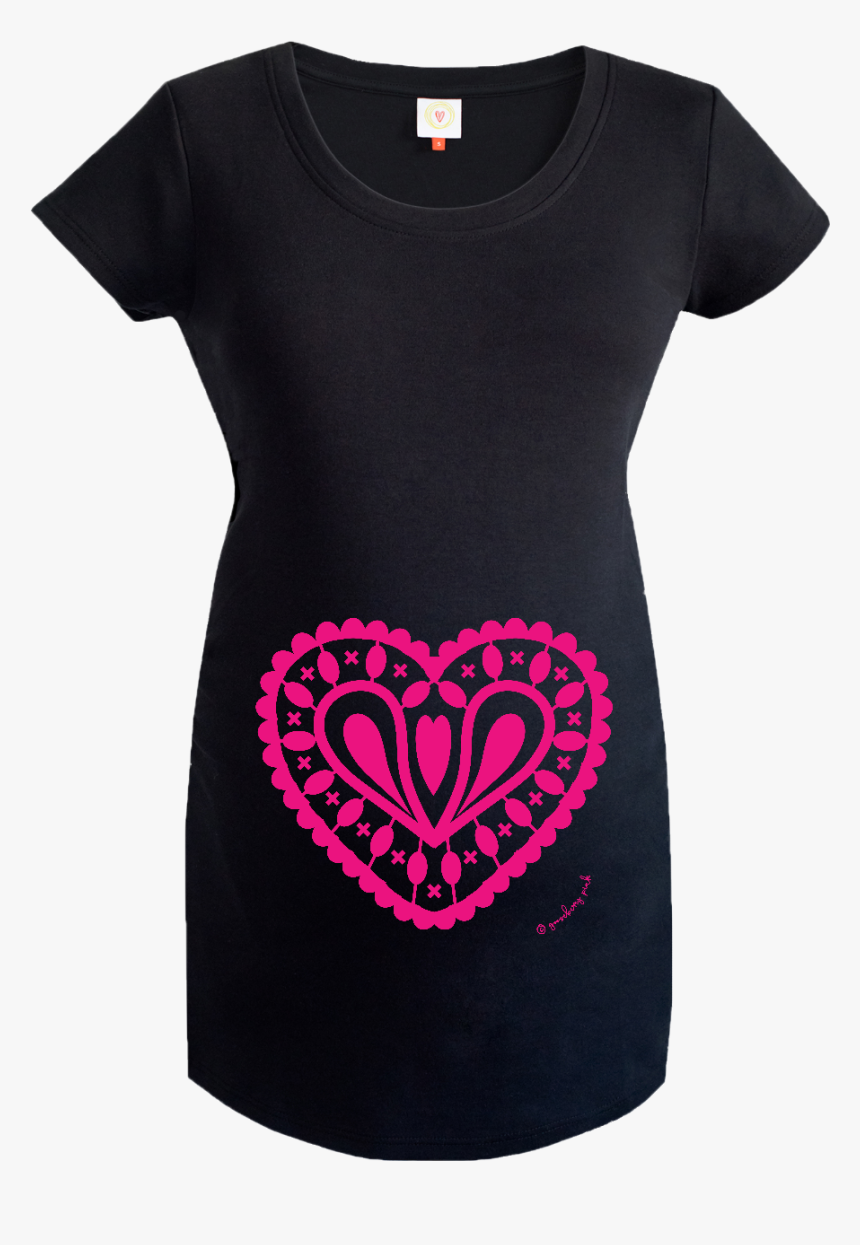 Gooseberry Pink Hot Pink Heart Maternity Top In Black - Active Shirt, HD Png Download
