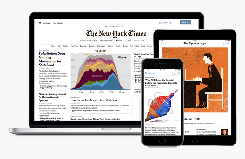 A Laptop, Phone, And Tablet Logged Into The New York - New York Times Platforms, HD Png Download