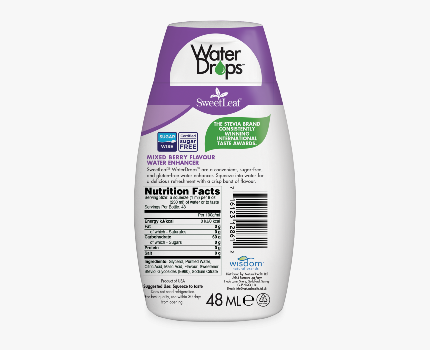 Water Drops Mixed Berry Back - Water Drops Ingredients, HD Png Download