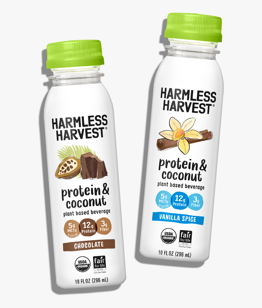 Two Harmless Harvest Protein & Coconut 10oz Bottles, - Protein & Coconut Harmless Harvest, HD Png Download