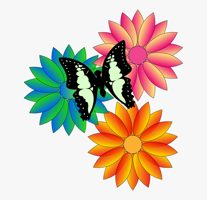 Symmetry,petal,moths And Butterflies - Butterfly And Flower Clip Art, HD Png Download