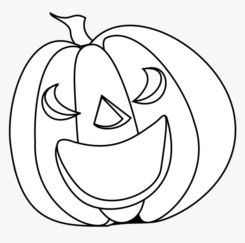 Halloween Pumpkin Smile Halloween Black White Line - Pumpkin Clipart Black And White, HD Png Download