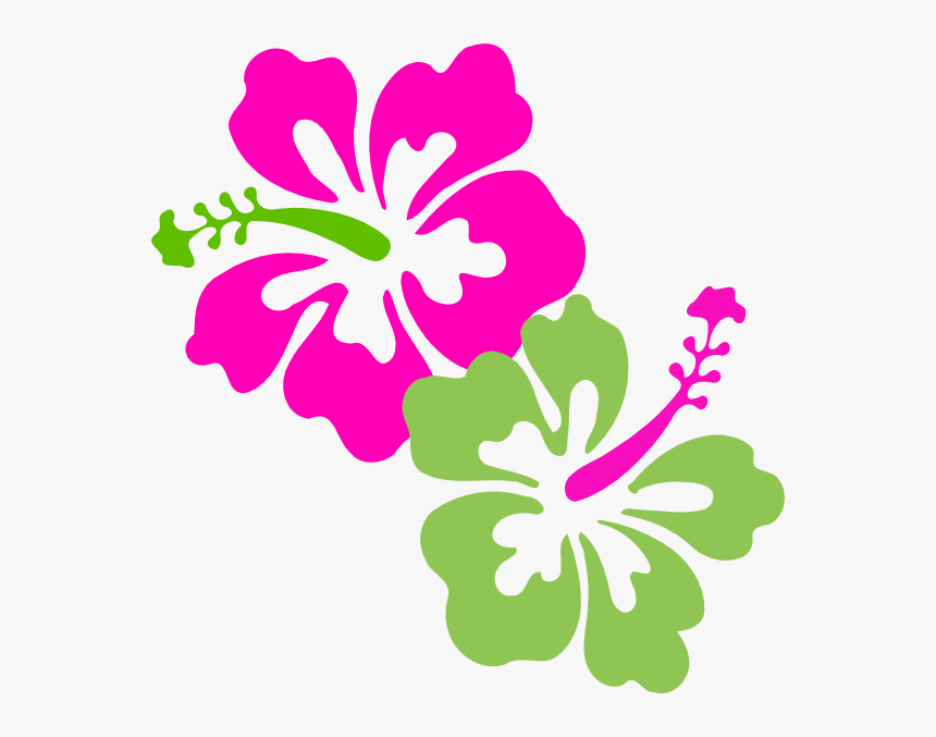 Hibiscus Pink Lime Green Clip Art - Clipart Hibiscus Flower Png