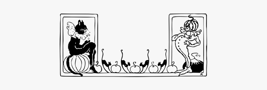 Black Cat And Pumpkin Boy Vector Image, HD Png Download