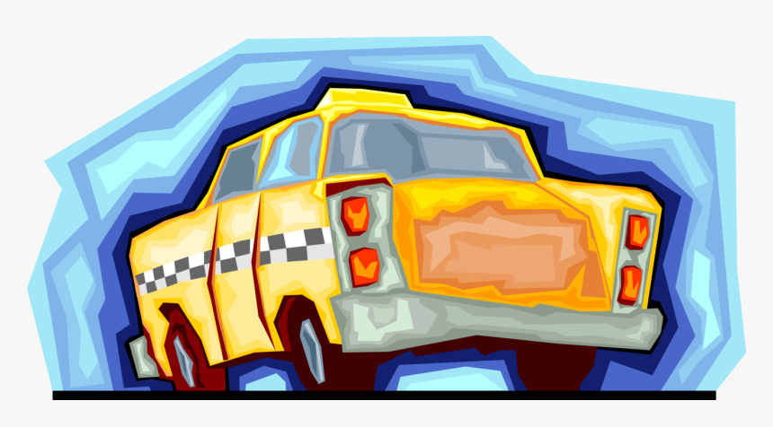 Vector Illustration Of Taxicab Taxi Or Cab Vehicle - Illustration, HD Png Download