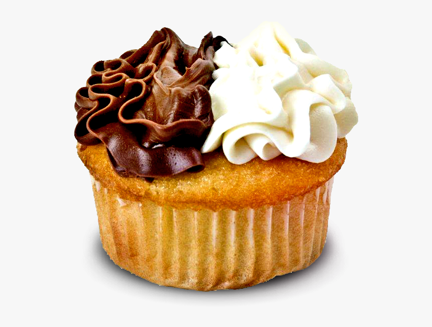 Black And White Cupcakes With Frosting - Frosted Cupcakes Black Background, HD Png Download