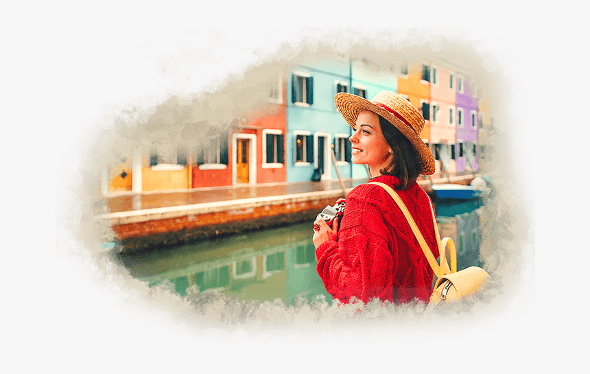 Traveller Taking In The Sights Of Italy - Girl, HD Png Download