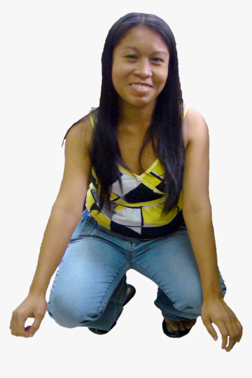 Squat And Smile Lady - Girl, HD Png Download