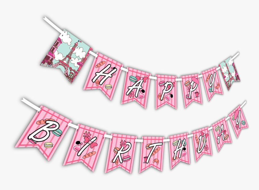 Pink Paris Happy Birthday - Pink Paris Happy Birthday Banner Png, Transparent Png