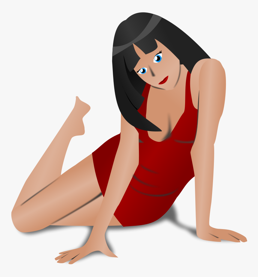 Lady In Red Svg Clip Arts - Lady In Red Drawing, HD Png Download