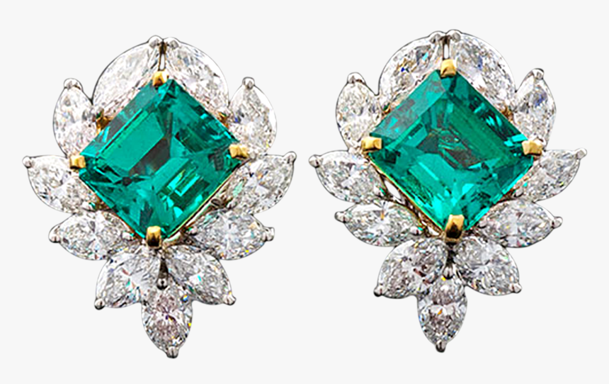 Colombian Emerald And Diamond Earrings, , Png Download - Earrings, Transparent Png