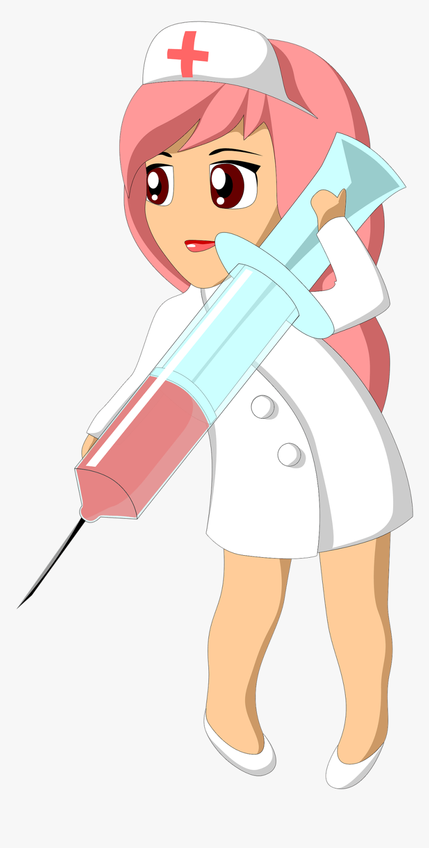 Transparent Nurse Hat Png - Nurse With Injection Clipart, Png Download