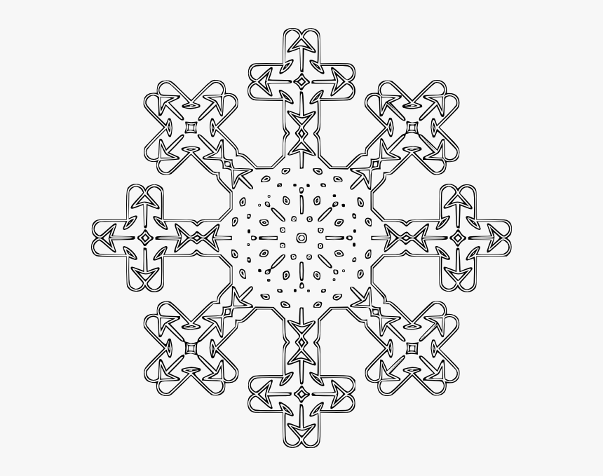 Free Vector Snowflake Outline Clip Art - Outlined White Snowflake Png, Transparent Png