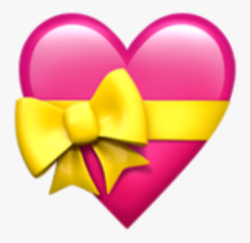 Transparent Yellow Bow Png - Heart With Ribbon Emoji, Png Download