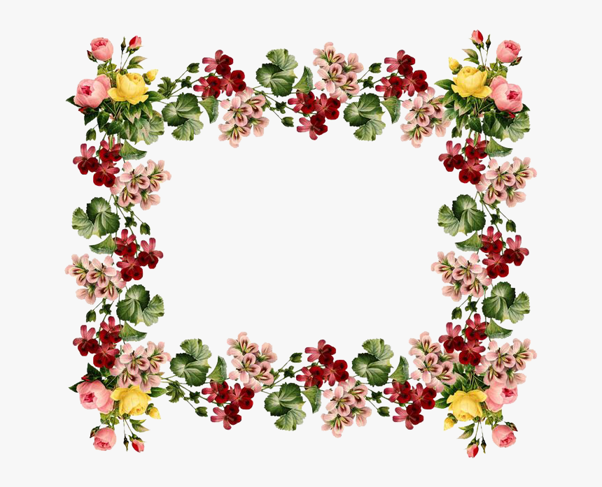 Flower Frame Clipart - Vintage Flower Border Design, HD Png Download
