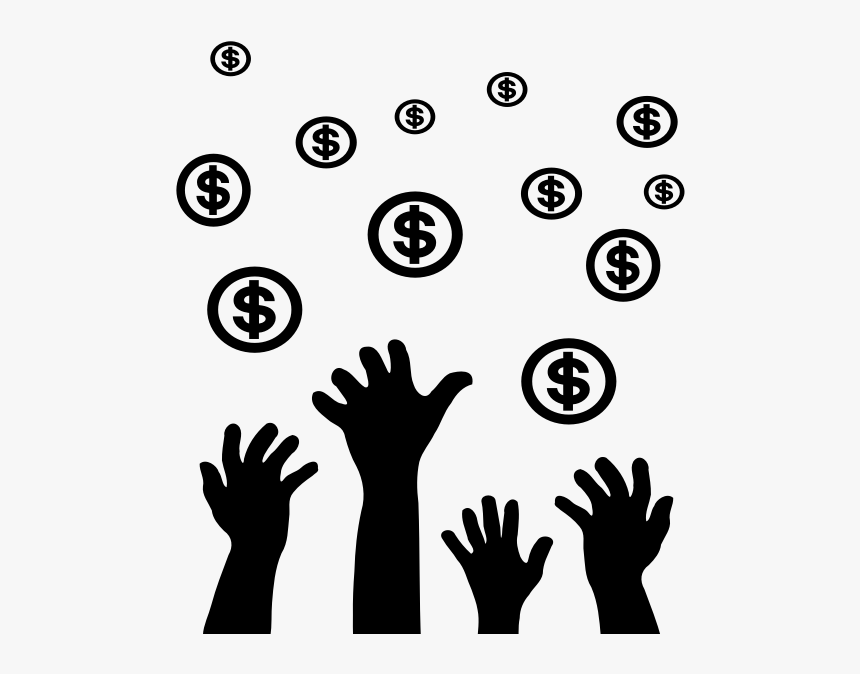 Hands Reaching Money Vector Silhouette - Basic Income Clipart, HD Png Download