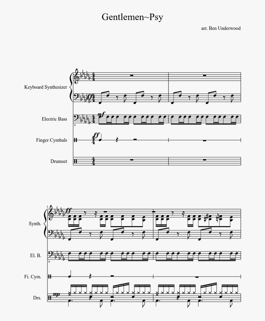 Psy Gentleman Sheet Music, HD Png Download
