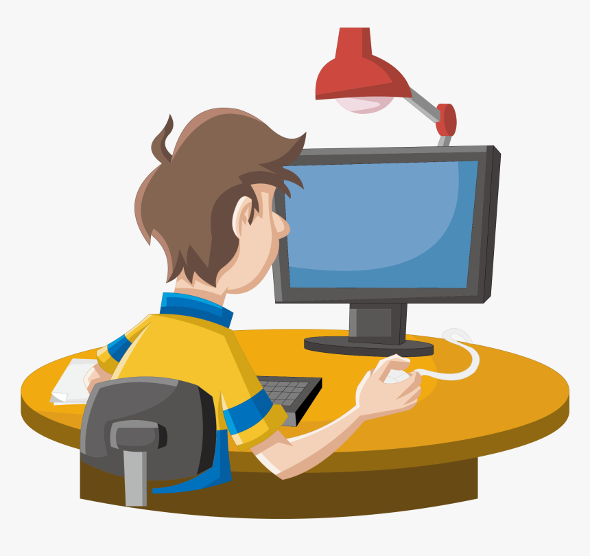 Tablet Clip Cartoon Computer - Cartoon Using Computer Png, Transparent ...