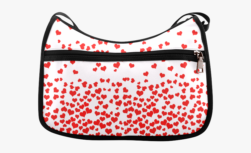 Red Falling Hearts On Pink Crossbody Bags - Handbag, HD Png Download