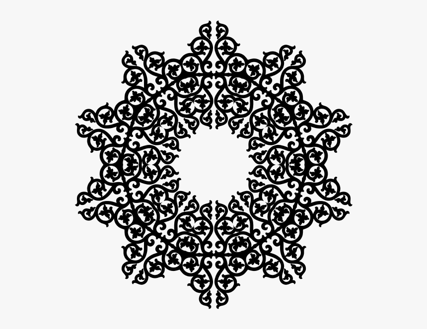 Black Snowflake With Decoration - Illustration, HD Png Download