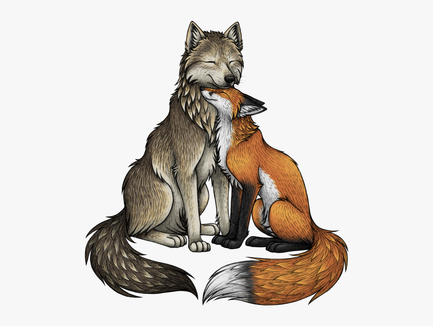 Fox And A Wolf, HD Png Download