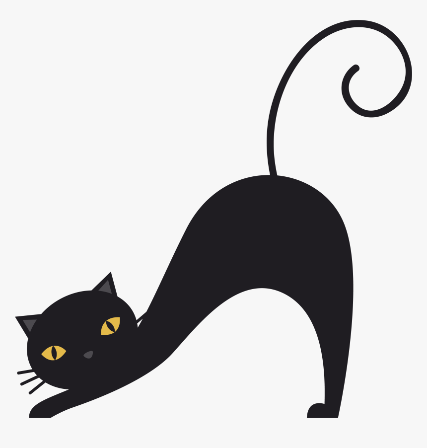 A Stretched Transprent Png Free Download - Vector Black Cat Png, Transparent Png