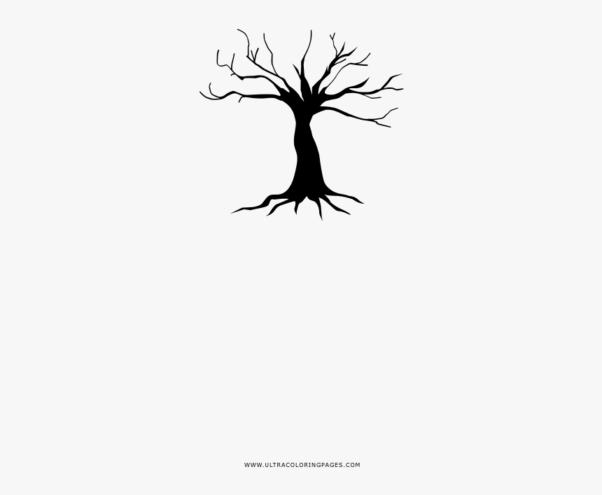 Old Tree Coloring Page - Silhouette, HD Png Download