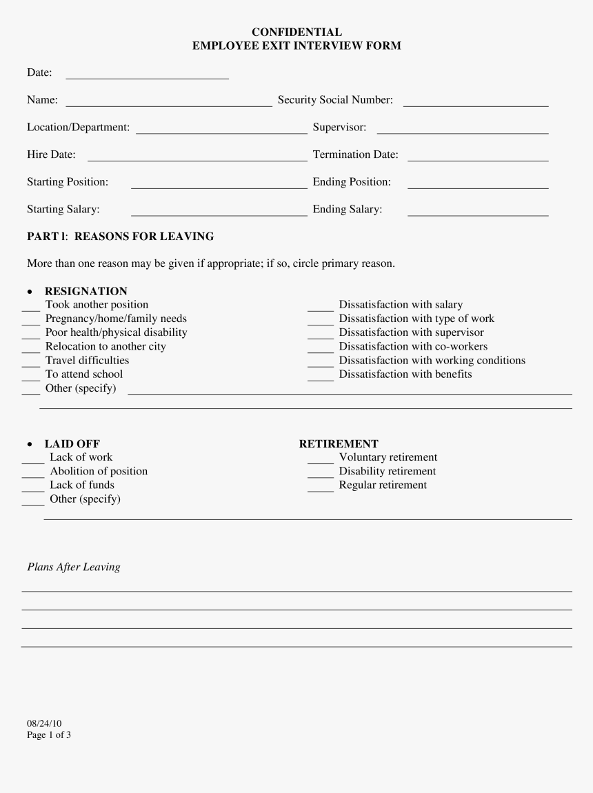 Confidential Exit Interview Main Image - Printable Employee Exit Form, HD Png Download
