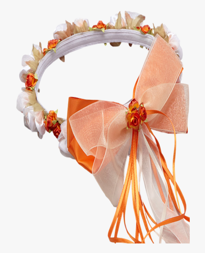 Orange Floral Crown Wreath Handmade With Silk Flowers, - Cut Flowers, HD Png Download