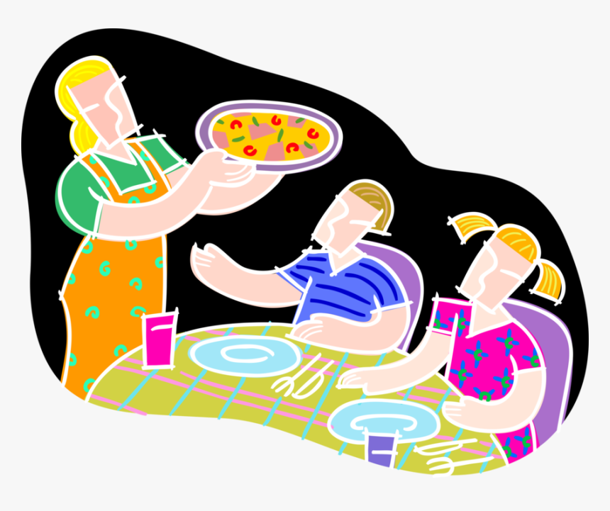 Mom Serves Pizza Image - Child, HD Png Download