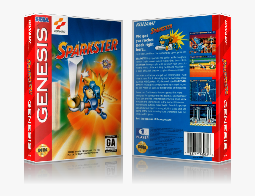 Sega Genesis Sparkster Sega Megadrive Replacement Game - Rocket Knight Adventures 2, HD Png Download
