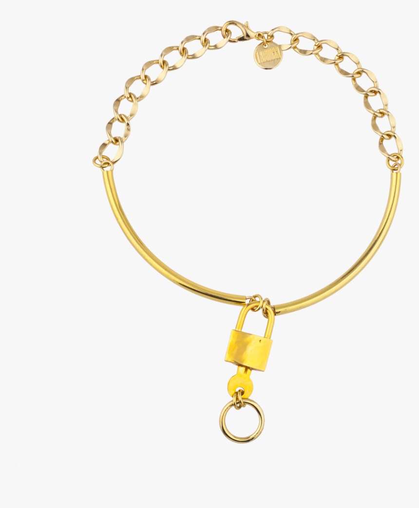 9ct Gold Link Charm Bracelet With Padlock, HD Png Download